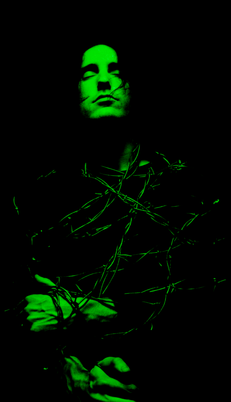 an image of trent reznor. it has been edited to match the other green graphics on this page.