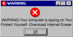 fake windows 98 popup warning you of being spied on